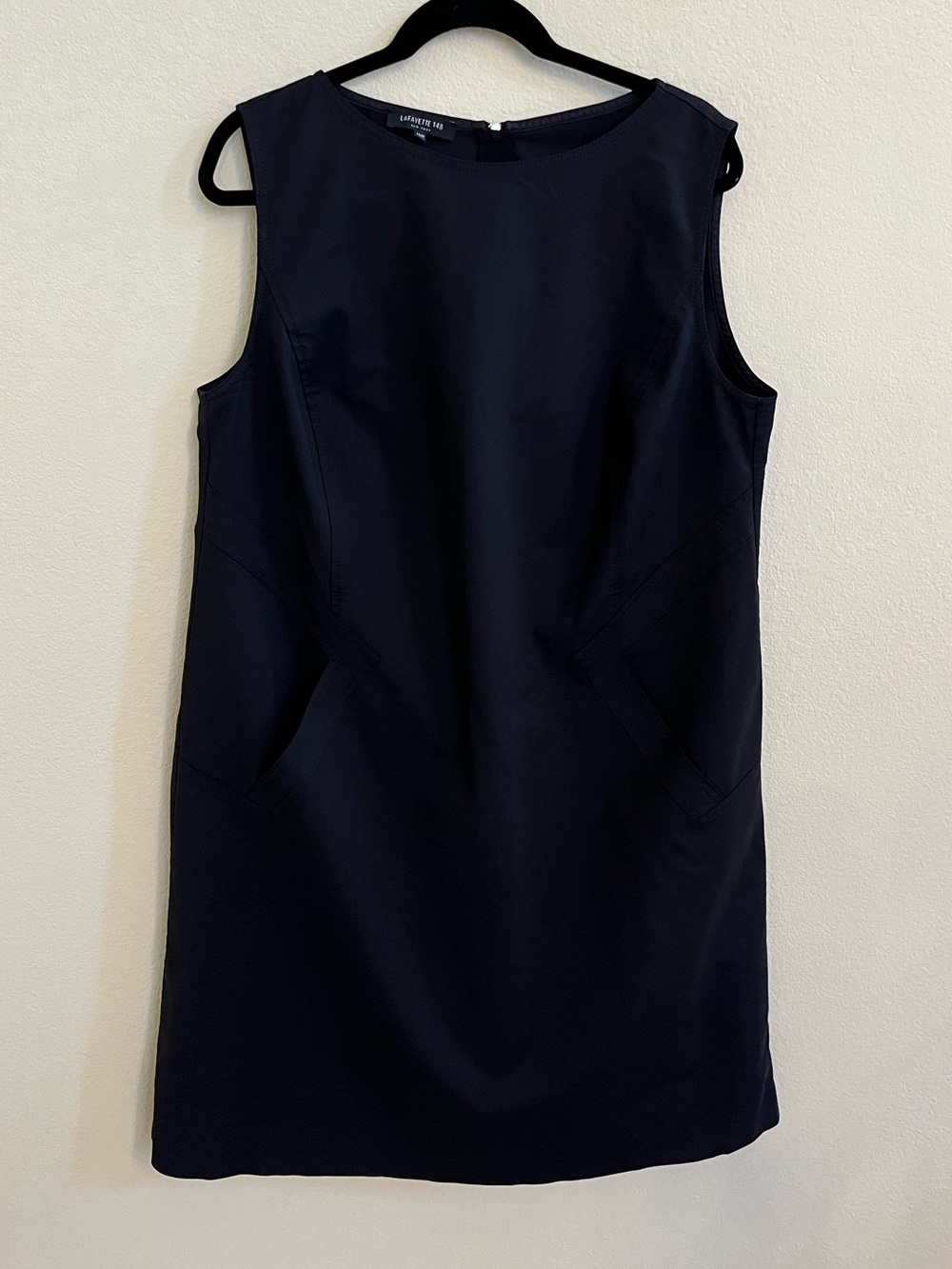 Lafayette 148 New York Black Sleeveless A-Line Dress Pockets LBD Plus Size 14W